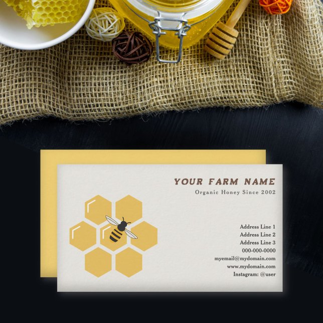 Bienen- und Honigwabenkarte Visitenkarte (Bee and Honeycomb Business Card)