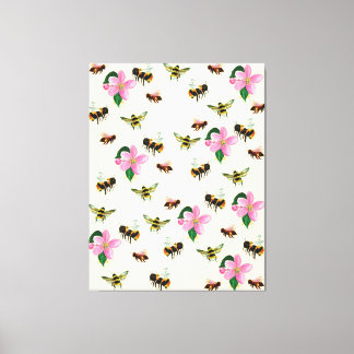 Bienen und Hummeln und Obstblüten Leinwanddruck