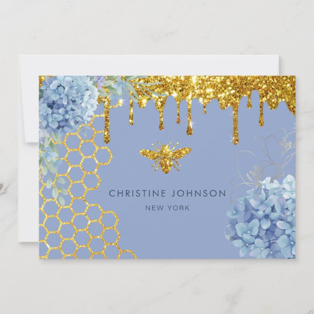 Bienen und Hydrangea-Blume Einladung (Vorderseite)