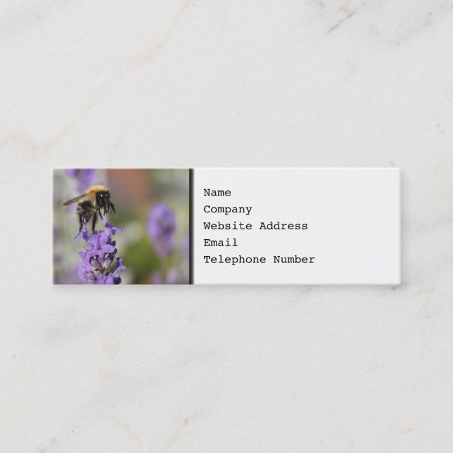 Bienen-und Lavendel-Blumen Mini Visitenkarte (Vorderseite)