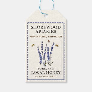Bienen und Lavendel-Honey-Label Blue Dashed Border Geschenkanhänger