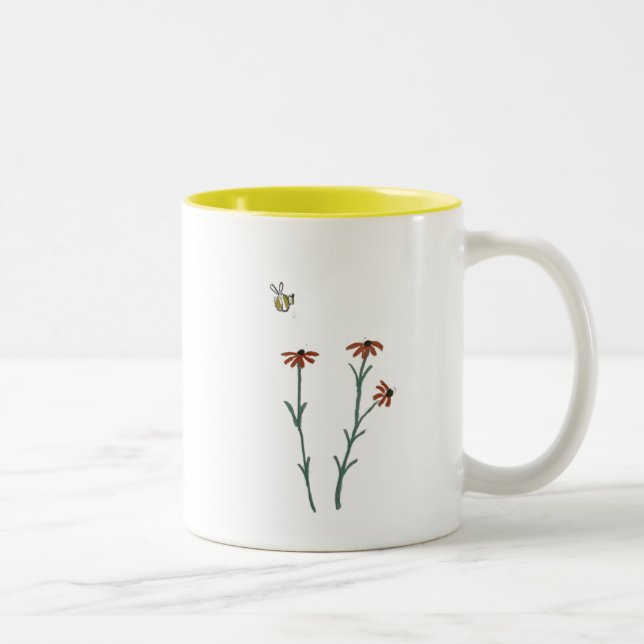 Bienen und orangefarbene Blume - Tasse (Rechts)