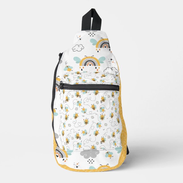 Bienen und Rainbows Crossbody Bag (Vorderseite)