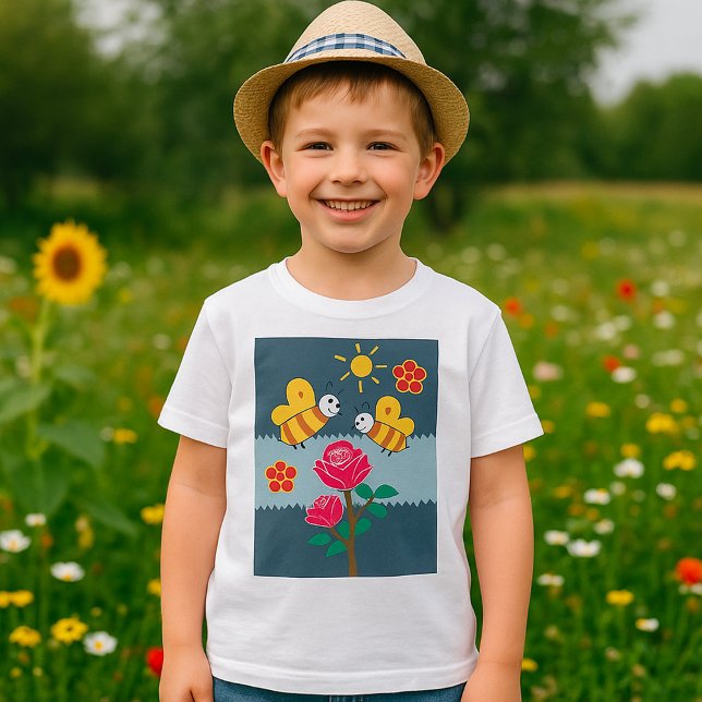 Bienen und Rose Blumengarten T-Shirt (Von Creator hochgeladen)