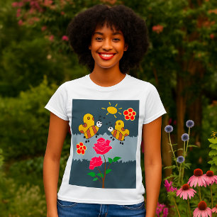 Bienen und Rose Blumengarten T-Shirt