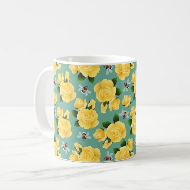 Bienen und Rose Kaffeetasse (Vorderseite Links)