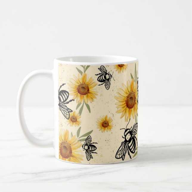 Bienen und Sonnenblumen Kaffeetasse (Links)
