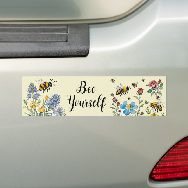 Bienen und Wildblumen "Bienen Sie sich selbst" Autoaufkleber (Auf Auto)