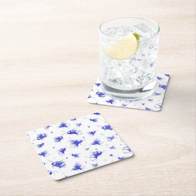 Bienen-Untersetzer - Kunsthandwerk, Geschenk für M Rechteckiger Pappuntersetzer (Vor Ort)