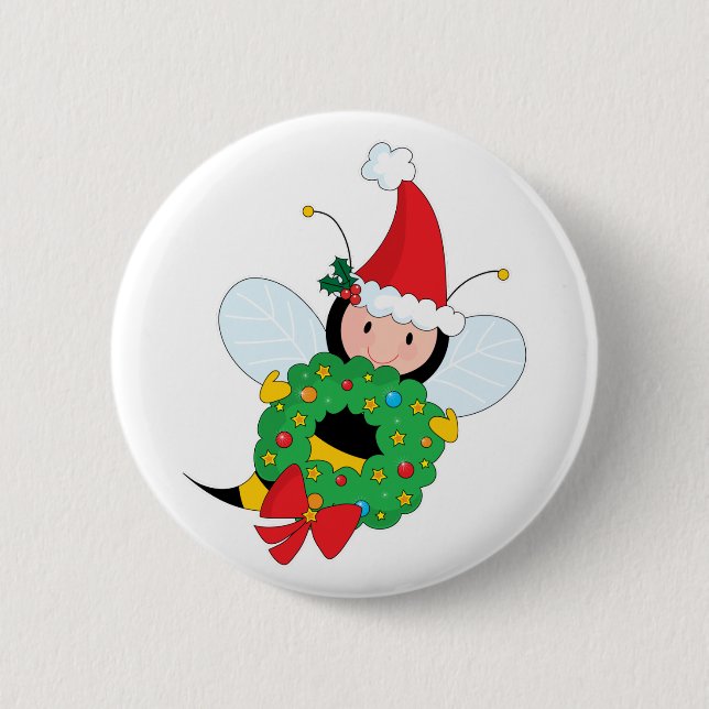 Bienen-Weihnachten Button (Vorderseite)