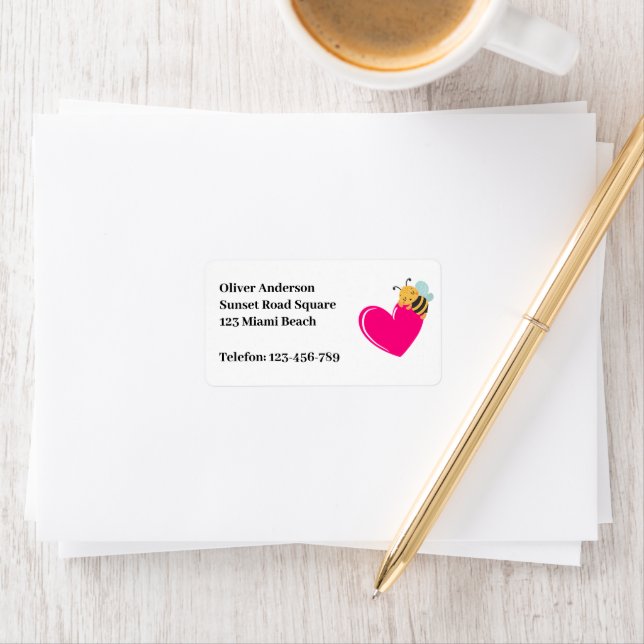 Bienenanschrift: Liebe Adressaufkleber (Insitu)