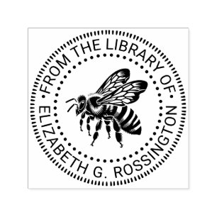 Bienenansicht "Aus der Bibliothek" Name Permastempel