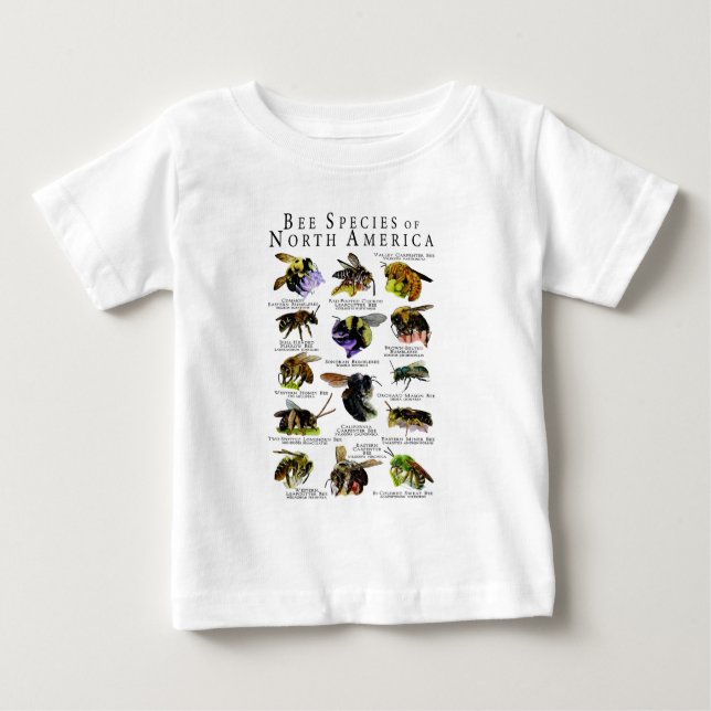 Bienenarten von Nordamerika Plakatdruck Baby T-shirt (Vorderseite)