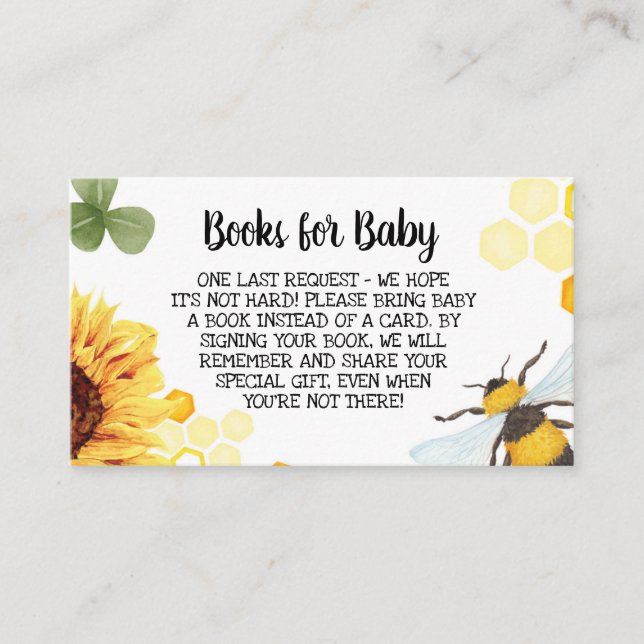 BienenBaby-Dusche bringen Bücher für Baby mit Begleitkarte (Vorderseite)