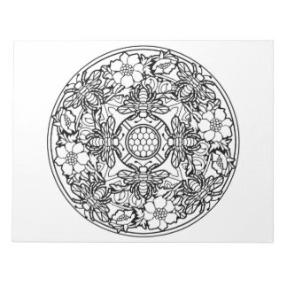 Bienenblütengarten Mandala Coloring Book Pad Notizblock