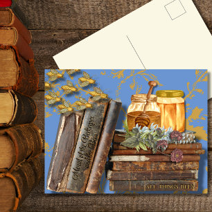 Bienenbücher und Honig - eine rustikale Vintage Mi Postkarte
