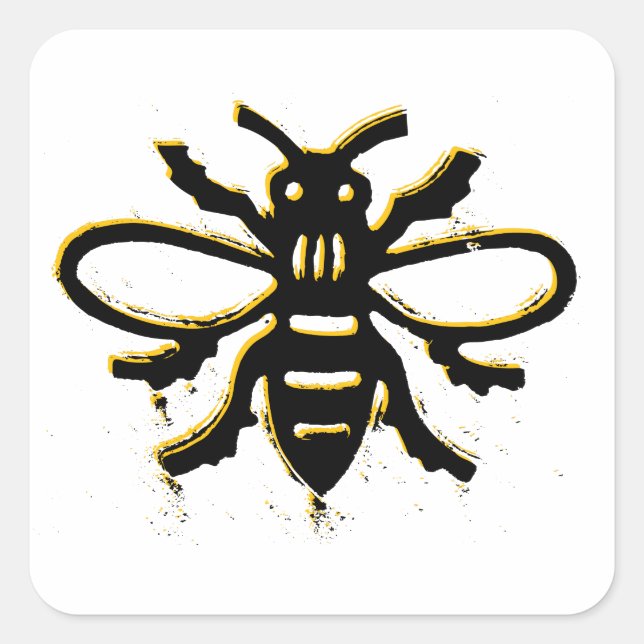 Bienendesign Quadratischer Aufkleber (Vorderseite)