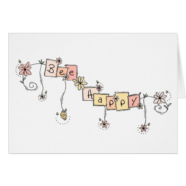 Bienendoodles, "Bee Happy"-Karte (Vorderseite (Horizontal))