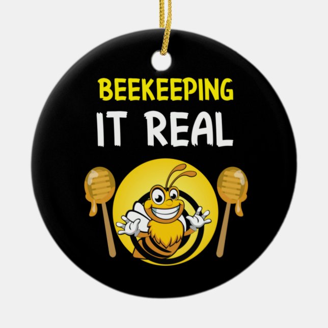 Bienenerhalterin Art BeeKeeping It Real Keramik Ornament (Vorne)