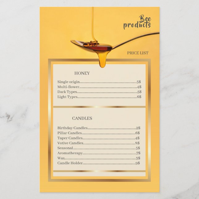 Bienenerzeugnisse Honigkerze Goldene Rahmen Preisl (Vorderseite)