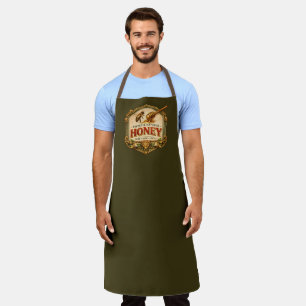 Bienenetikett vintage Honig Wappen Imker grün Schürze