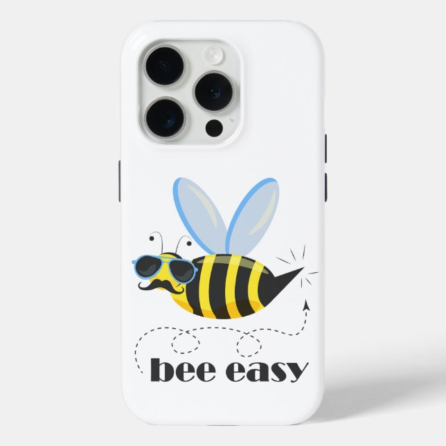 Bienenfigur mit Schnurrbart-Sonnenbrille Bee Easy Case-Mate iPhone Hülle (Rückseite)