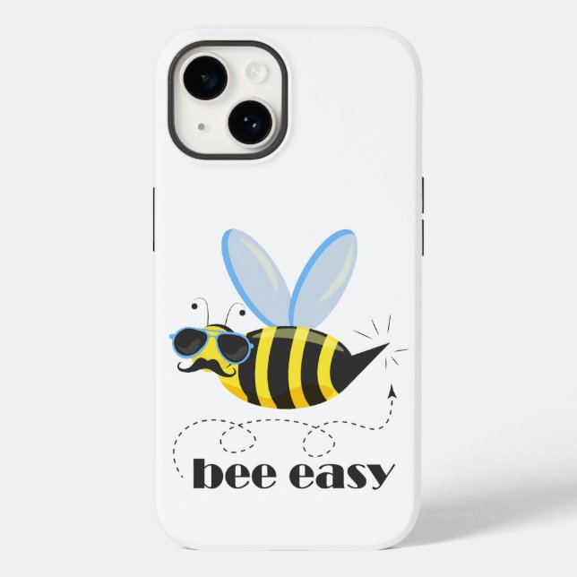 Bienenfigur mit Schnurrbart-Sonnenbrille Bee Easy Case-Mate iPhone Hülle (Rückseite)