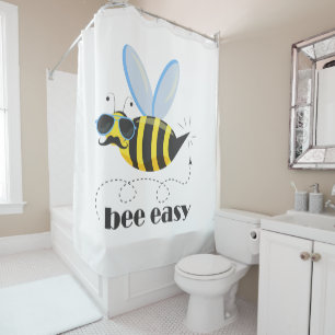 Bienenfigur mit Schnurrbart-Sonnenbrille Bee Easy Duschvorhang