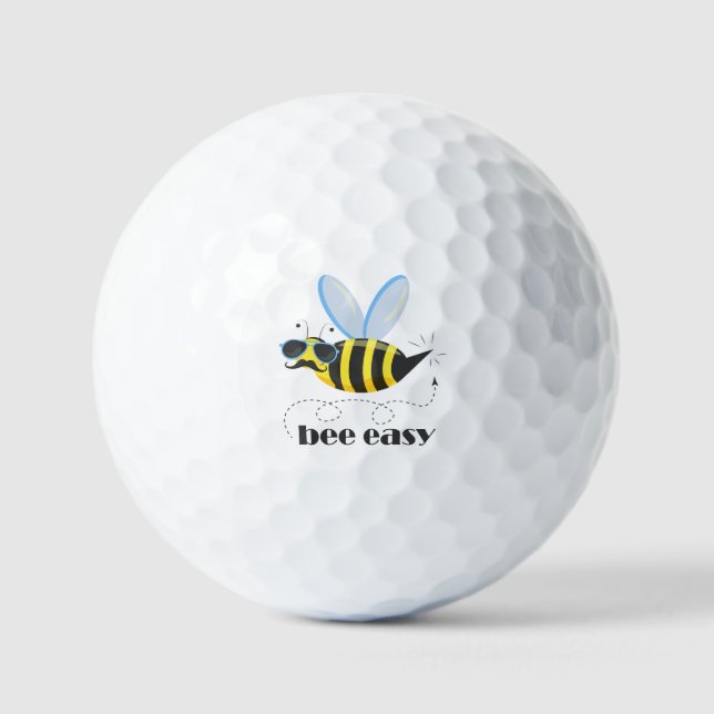 Bienenfigur mit Schnurrbart-Sonnenbrille Bee Easy Golfball (Vorderseite)