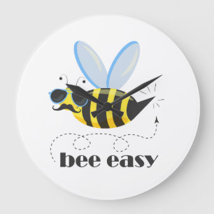 Bienenfigur mit Schnurrbart-Sonnenbrille Bee Easy Große Wanduhr