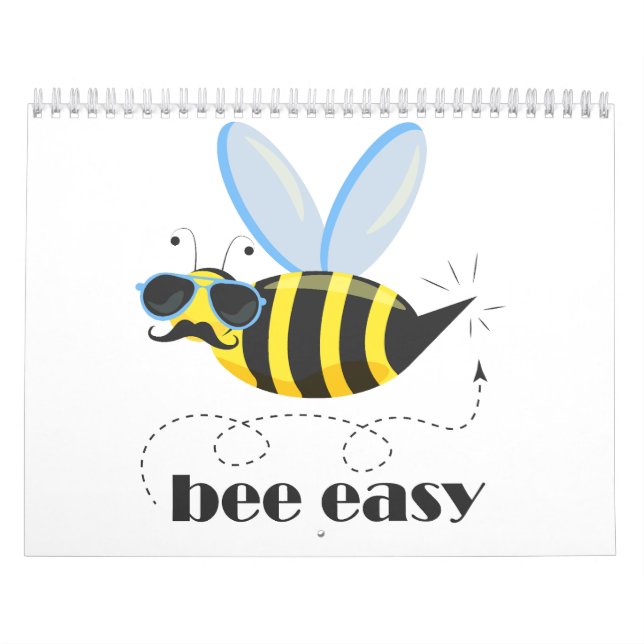 Bienenfigur mit Schnurrbart-Sonnenbrille Bee Easy Kalender (Titelbild)