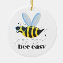 Bienenfigur mit Schnurrbart-Sonnenbrille Bee Easy Keramik Ornament
