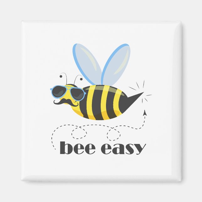 Bienenfigur mit Schnurrbart-Sonnenbrille Bee Easy Magnet (Vorne)