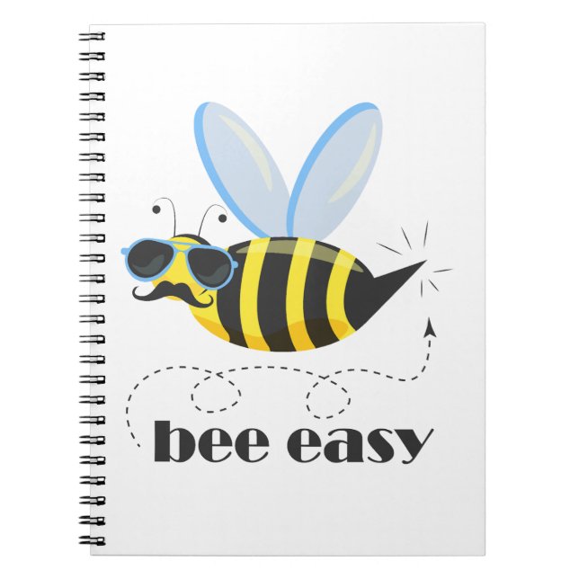 Bienenfigur mit Schnurrbart-Sonnenbrille Bee Easy Notizblock (Vorderseite)