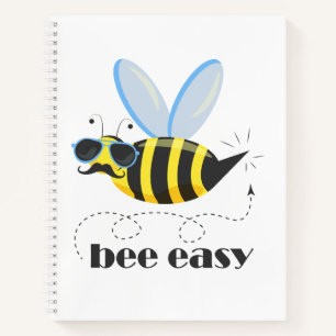 Bienenfigur mit Schnurrbart-Sonnenbrille Bee Easy Notizbuch