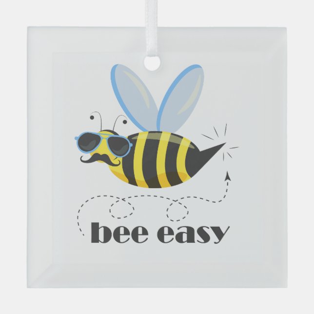 Bienenfigur mit Schnurrbart-Sonnenbrille Bee Easy Ornament Aus Glas (Vorderseite)