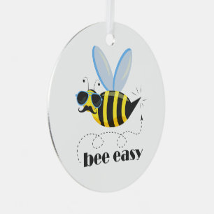Bienenfigur mit Schnurrbart-Sonnenbrille Bee Easy Ornament Aus Metall