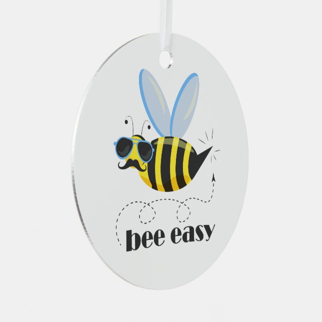 Bienenfigur mit Schnurrbart-Sonnenbrille Bee Easy Ornament Aus Metall (Vorderseite Rechts)