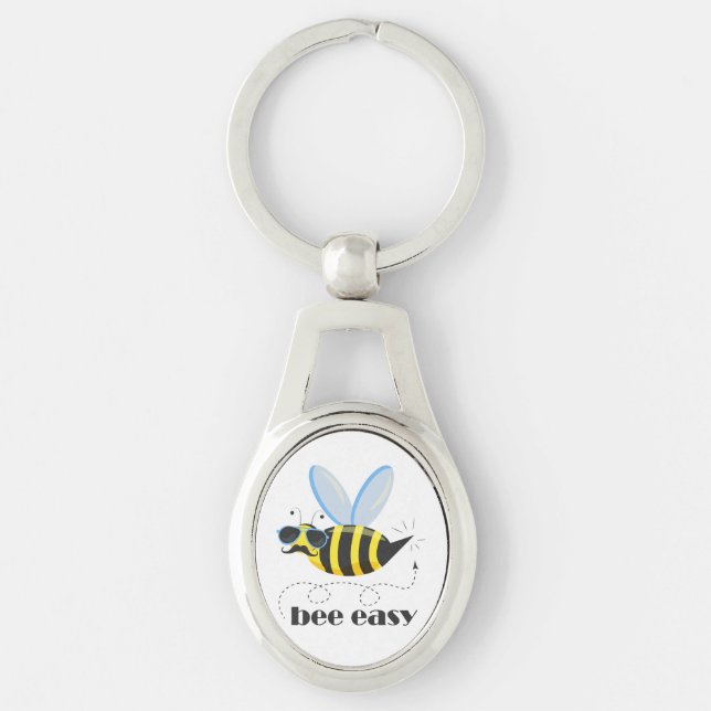 Bienenfigur mit Schnurrbart-Sonnenbrille Bee Easy Schlüsselanhänger (Vorderseite)