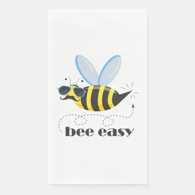 Bienenfigur mit Schnurrbart-Sonnenbrille Bee Easy Serviette (Vorderseite)
