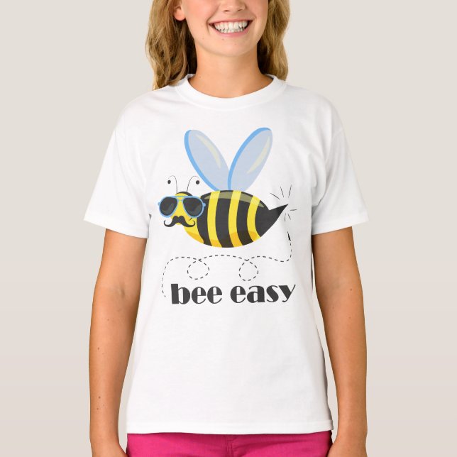 Bienenfigur mit Schnurrbart-Sonnenbrille Bee Easy T-Shirt (Vorderseite)