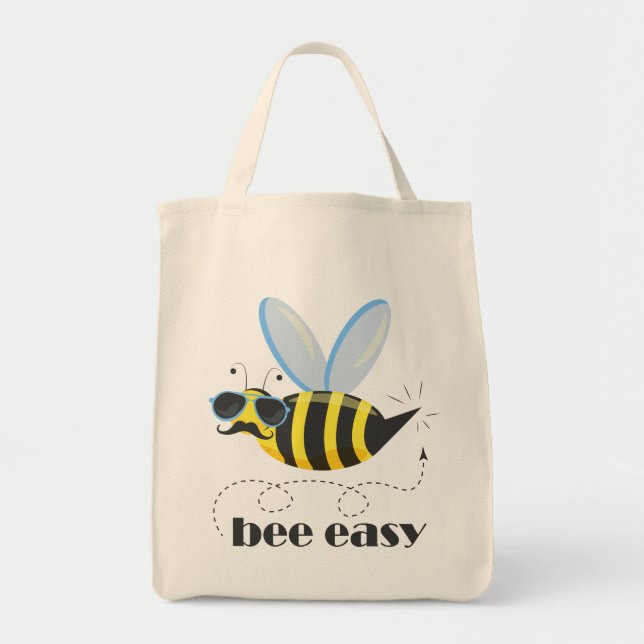 Bienenfigur mit Schnurrbart-Sonnenbrille Bee Easy Tragetasche (Vorne)