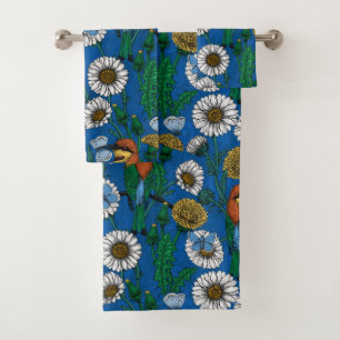 Bienenfresser auf blau badhandtuch set