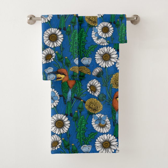 Bienenfresser auf blau badhandtuch set (Insitu)
