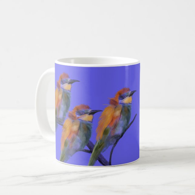 Bienenfresser auf blau kaffeetasse (Vorderseite Links)