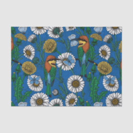 Bienenfresser auf blau seidenpapier