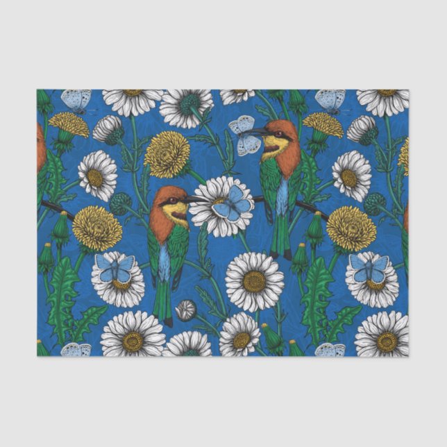 Bienenfresser auf blau seidenpapier (Vorderseite)