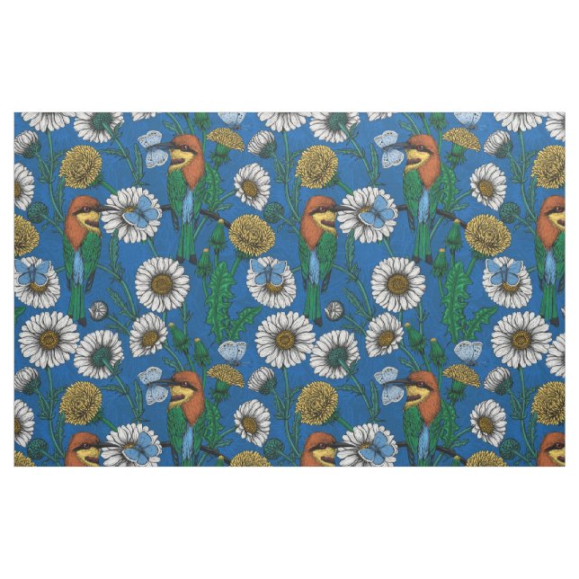 Bienenfresser auf blau stoff (Fat Quarter (45,7 x 55,9 cm))