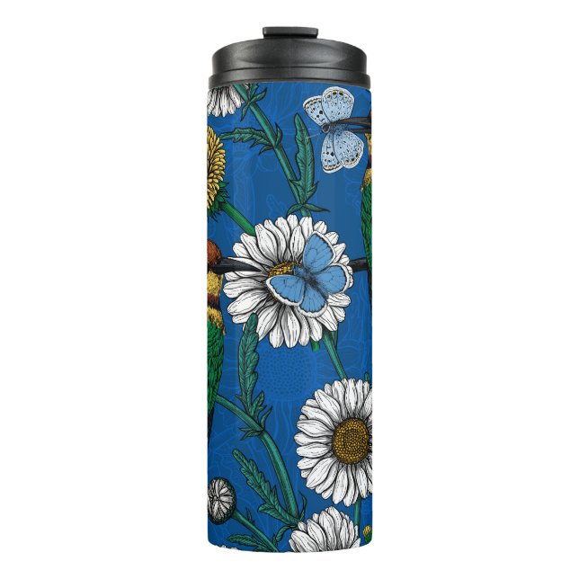 Bienenfresser auf blau thermosbecher (Vorderseite)