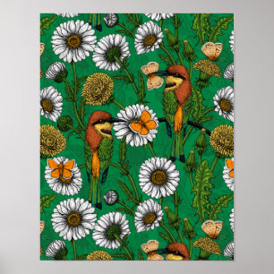 Bienenfresser auf einer Frühjahrswiese Poster